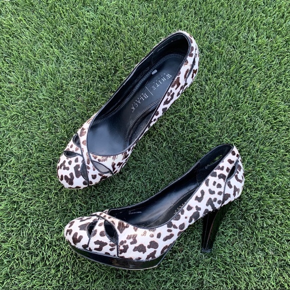 white cheetah heels